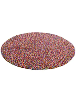 Filzkugel-Teppich, Multicolor -Haushaltsgegenstände Geschäft Arica Filzkugelteppich mehrfarbig rund per