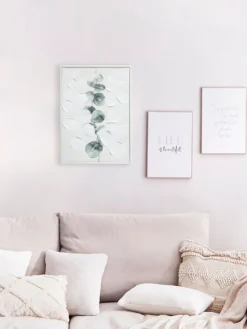 Leinwand-Druck-handbemalt, Hellgrün/Weiss