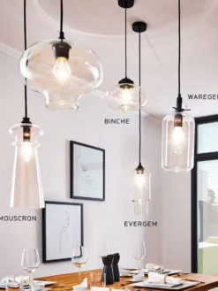 Hängeleuchte, Transparent -Haushaltsgegenstände Geschäft BincheEvergemMouscronWaregem Pendelleuchten Transparent mil