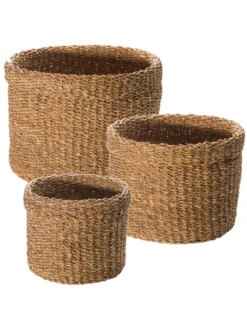 Korb, Natur Seegras -Haushaltsgegenstände Geschäft FoldingCylinder Korb Braun NaturSeegras set