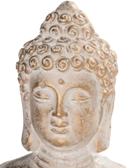 Figur, Weiss/Gold 5 Figur, Weiss/Gold -Haushaltsgegenstände Geschäft Gartenbuddha Figur Grau WeissGold 14x13x46 lup