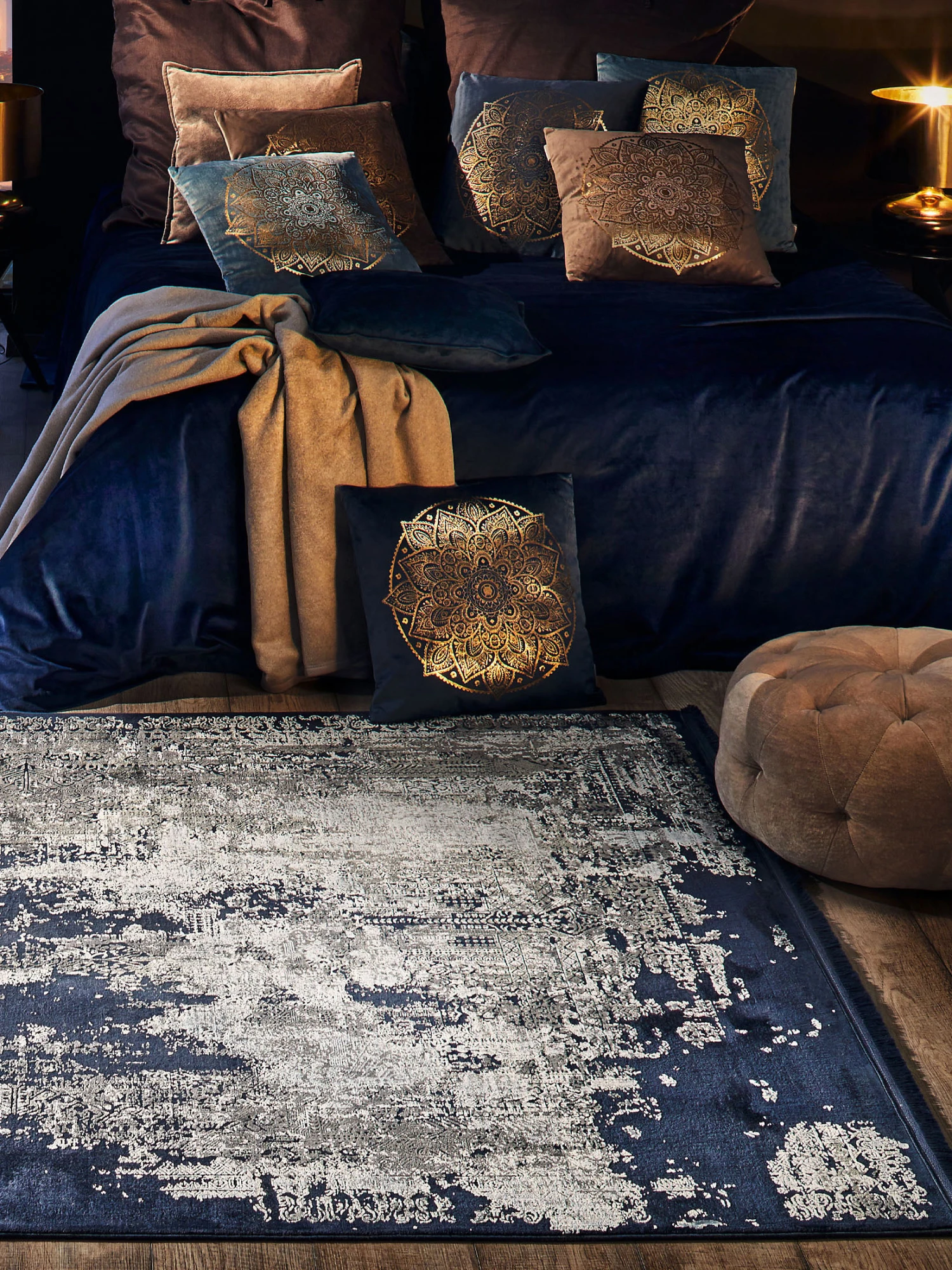 Vintage-Teppich, Royalblau 1 Vintage-Teppich, Royalblau