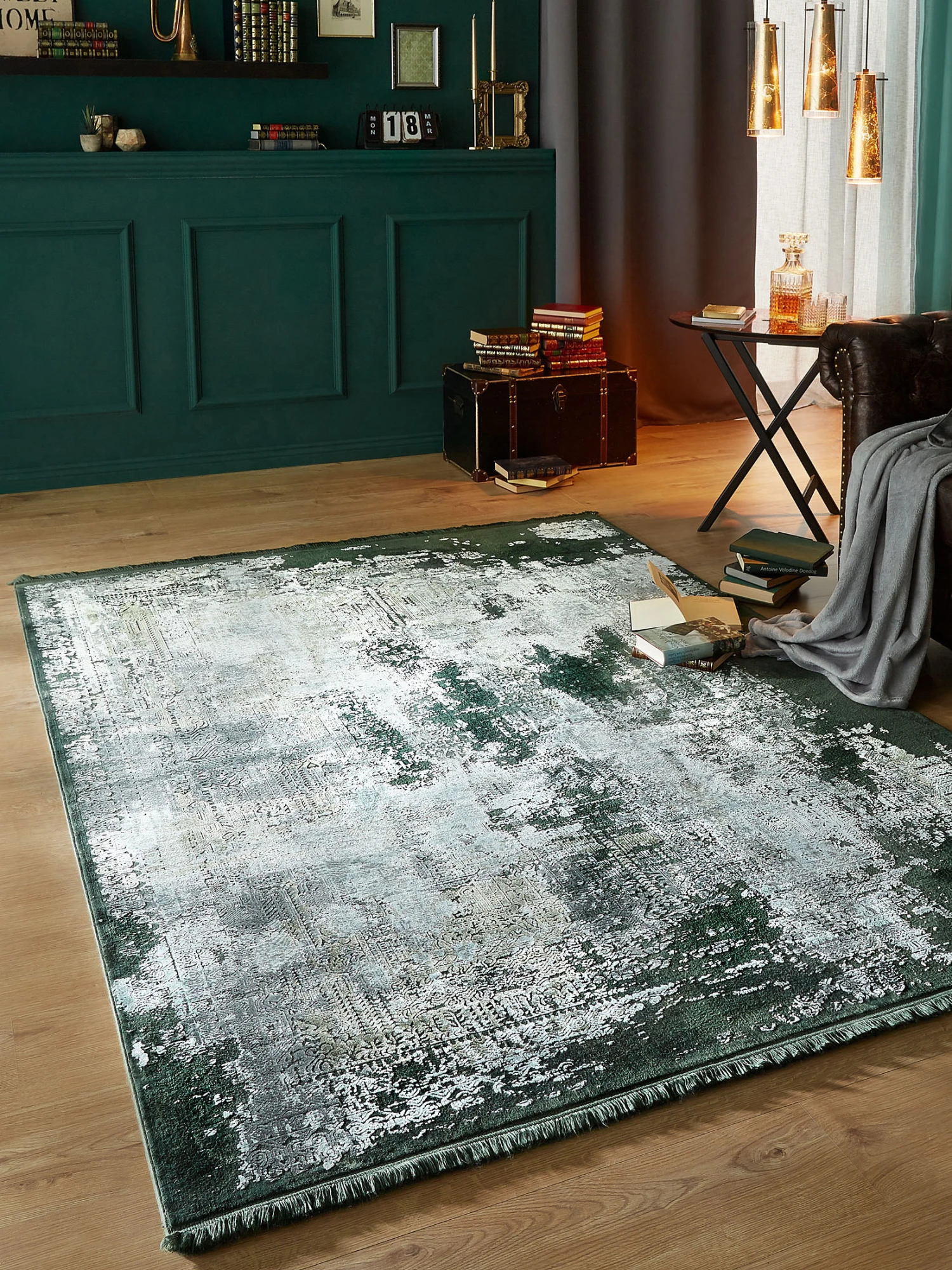 Vintage-Teppich, Moosachat 1 Vintage-Teppich, Moosachat