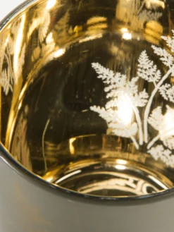 Teelichthalter, Dunkelgrün/Gold -Haushaltsgegenstände Geschäft Goldfarn Teelichthalter Gruen DunkelgruenGold 10x10x122C5 lup1