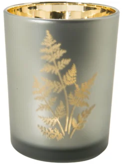 Teelichthalter, Dunkelgrün/Gold