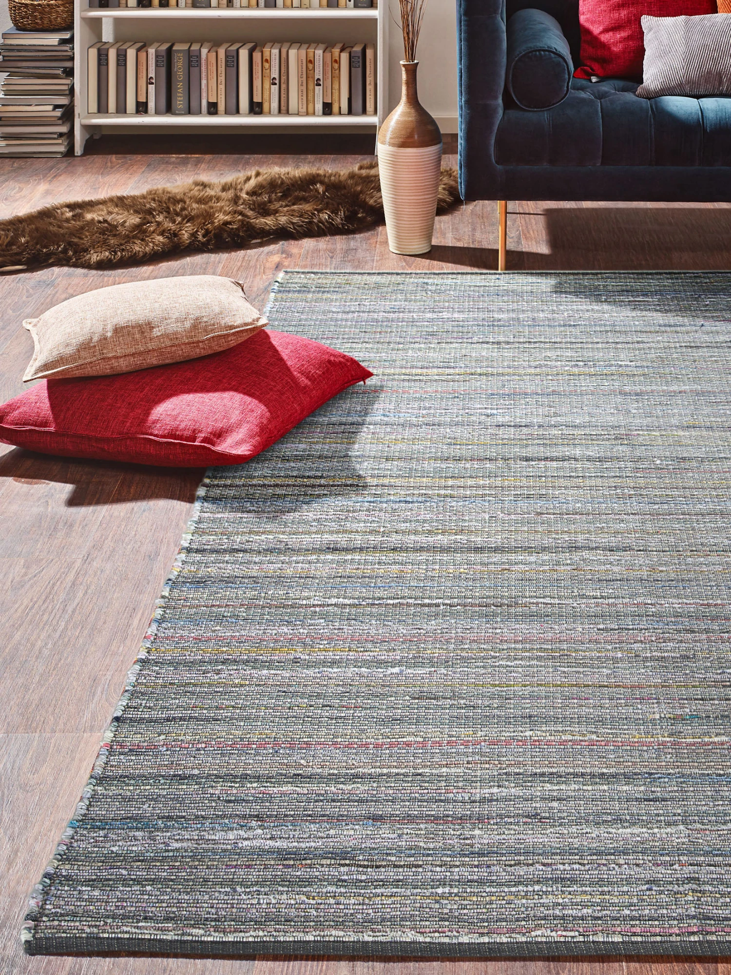 Flachgewebe-Teppich, Multi-Grey 1 Flachgewebe-Teppich, Multi-Grey