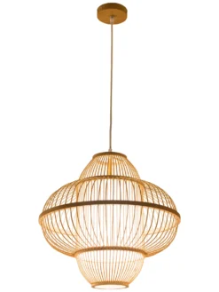 Hängeleuchte, Bambus -Haushaltsgegenstände Geschäft Imari Pendelleuchte Beige Bambus 42x42x40 per2