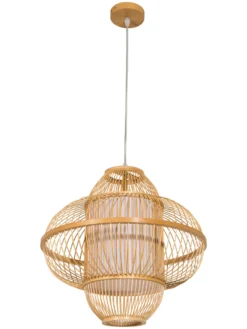 Hängeleuchte, Bambus -Haushaltsgegenstände Geschäft Imari Pendelleuchte Beige Bambus 42x42x40 per3