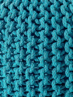 Strick-Pouf, Türkis -Haushaltsgegenstände Geschäft Kiruna Sitzpouf blau tuerkis lup