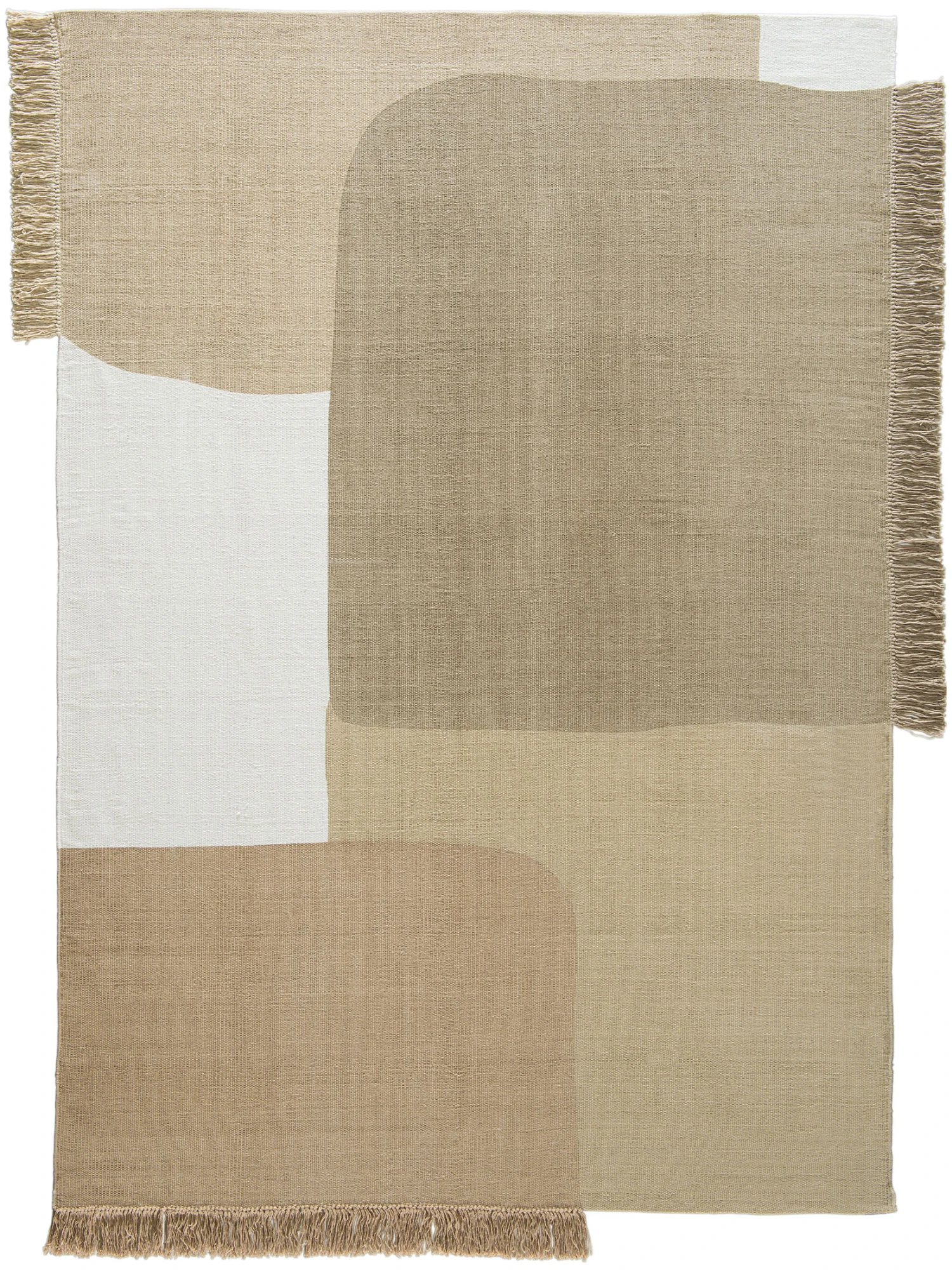 Flachgewebe-Teppich, Beige-Weiss 1 Flachgewebe-Teppich, Beige-Weiss