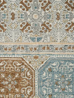 Vintage-Teppich, Blau/Gold/Silber -Haushaltsgegenstände Geschäft Mamaras VintageTeppich Blau BlauGoldSilber 200x290 lup