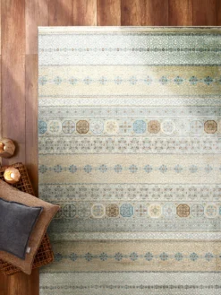 Vintage-Teppich, Blau/Gold/Silber