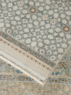 Vintage-Teppich, Blau/Gold/Silber -Haushaltsgegenstände Geschäft Mamaras VintageTeppich Blau BlauGoldSilber 200x290 wel