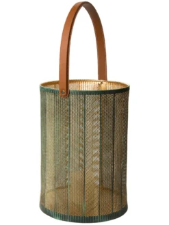 Laterne, Grün/Gold -Haushaltsgegenstände Geschäft Maribel Laterne gruen GruenGold 25x25x35 per3