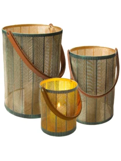 Laterne, Grün/Gold -Haushaltsgegenstände Geschäft Maribel Laterne gruen GruenGold Serie per