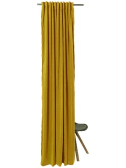 Vorhang Mit Gardinenband, Senf -Haushaltsgegenstände Geschäft Marilana Gardine verdeckteSchlaufe Gelb Senf 140x245 pla2