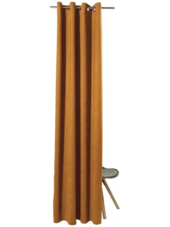 Ösenschal, Curry -Haushaltsgegenstände Geschäft Milla Gardine Oesenschal gelb Curry 140x245 pla2