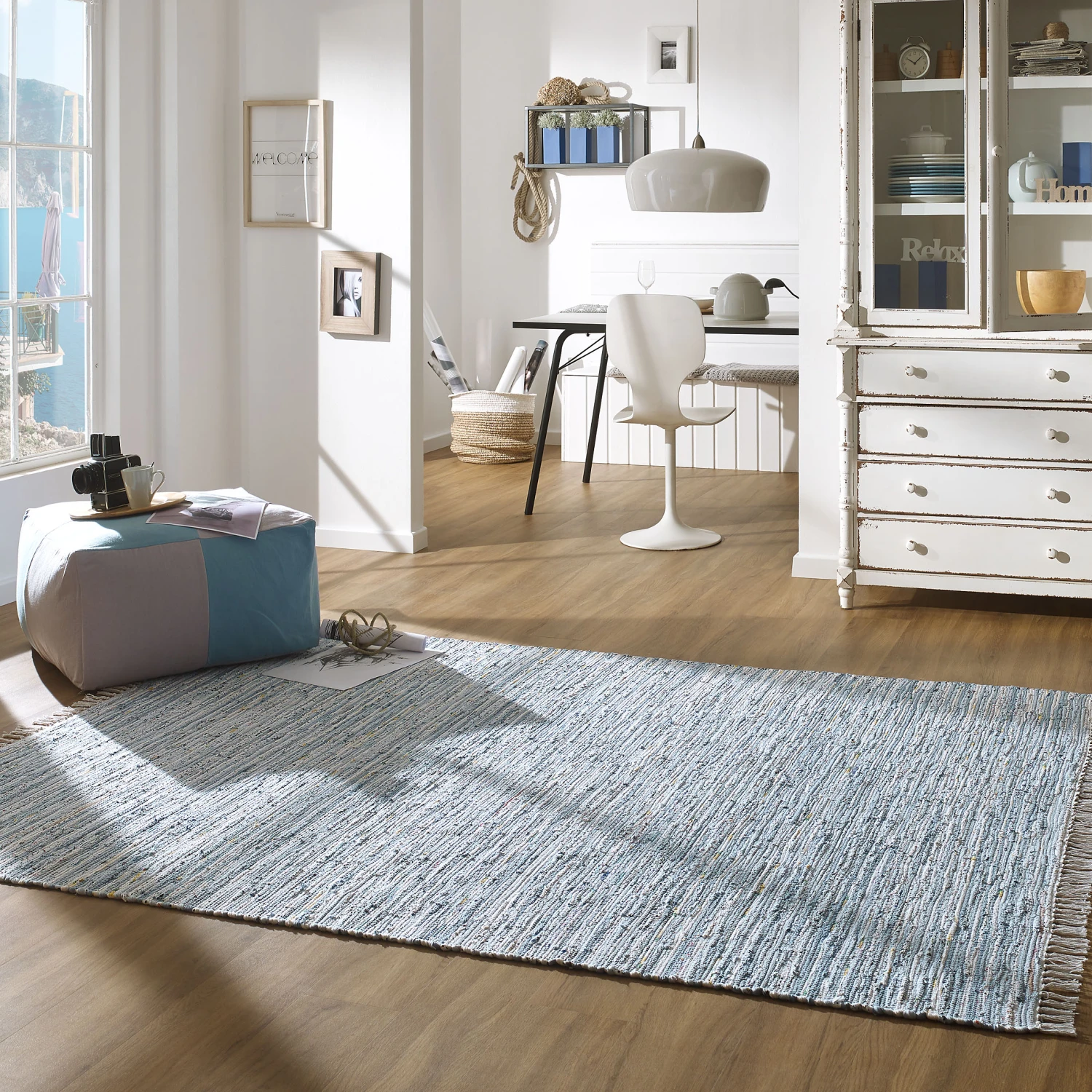 Fleckerl-Teppich, Blue Bay White 1 Fleckerl-Teppich, Blue Bay White