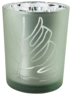 Teelichthalter, Hellblau/Silber