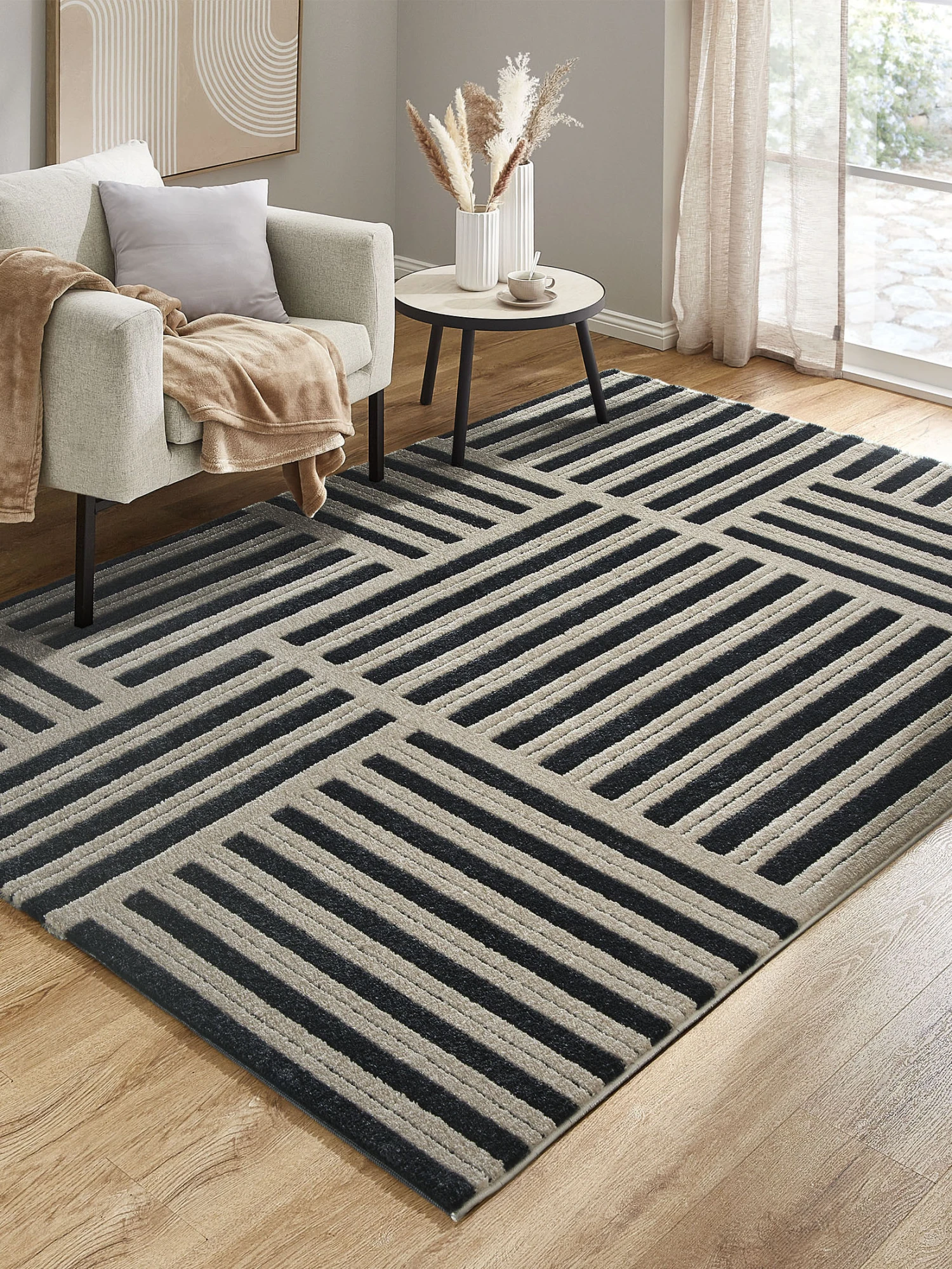 Moderner Teppich, Black/White 1 Moderner Teppich, Black/White