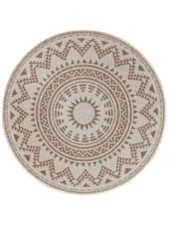 Outdoor-Teppich, Natur -Haushaltsgegenstände Geschäft Savela FlachgewebeTeppich beige Natur 160rund pla