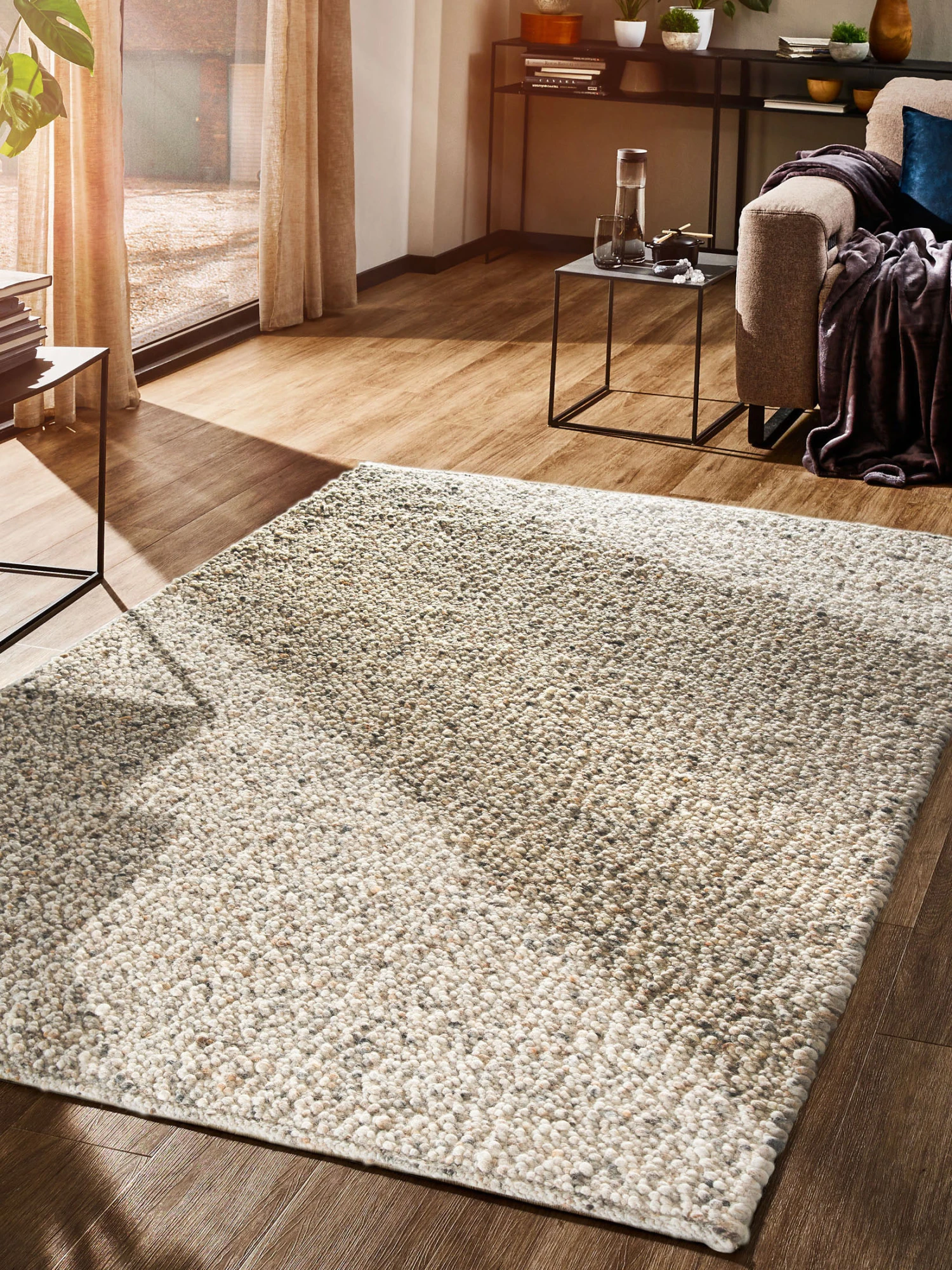 Woll-Teppich, Kies 1 Woll-Teppich, Kies