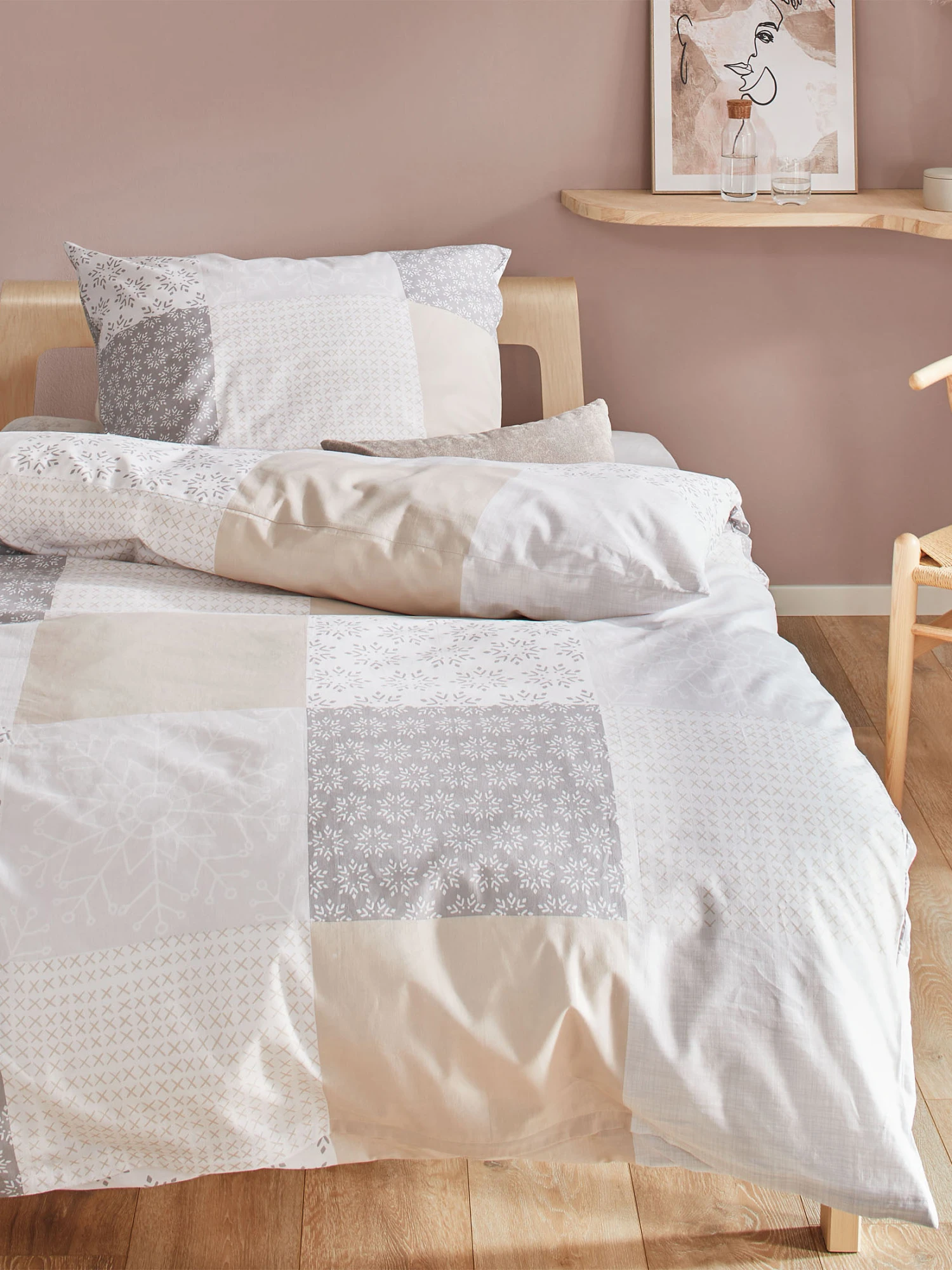 Renforcé-Bettwäsche, Grau/Beige 1 Renforcé-Bettwäsche, Grau/Beige