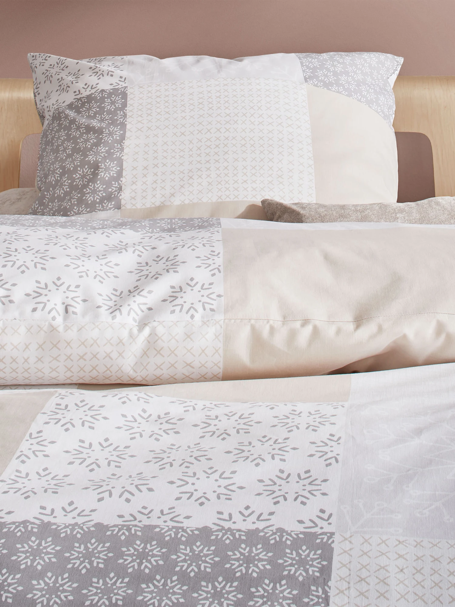 Renforcé-Bettwäsche, Grau/Beige 2 Renforcé-Bettwäsche, Grau/Beige – Bild 2