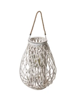 Laterne, Weiss -Haushaltsgegenstände Geschäft Stelara Laterne Weiss 28x28x50 per3