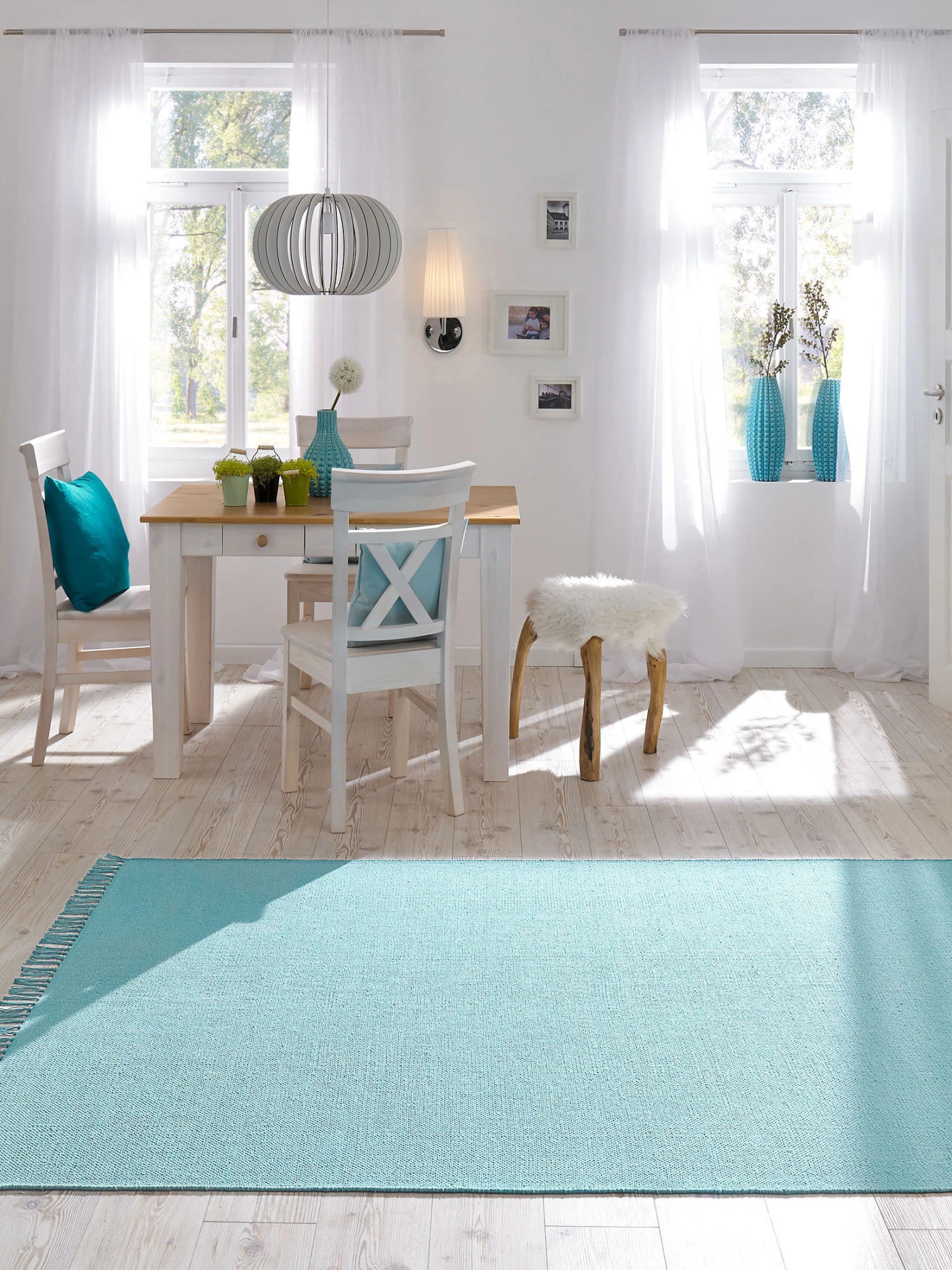 Baumwoll-Teppich, Aqua 1 Baumwoll-Teppich, Aqua