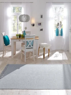 Baumwoll-Teppich, Hellblau