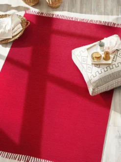 Baumwoll-Teppich, Himbeerrot