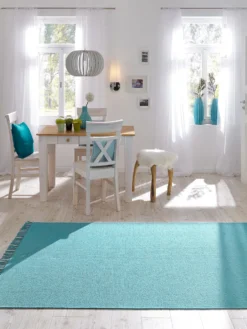 Flachgewebe-Teppich, Türkis