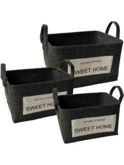 Korb, Dunkelgrau -Haushaltsgegenstände Geschäft SweetHome Korb Dunkelgrau Set per2