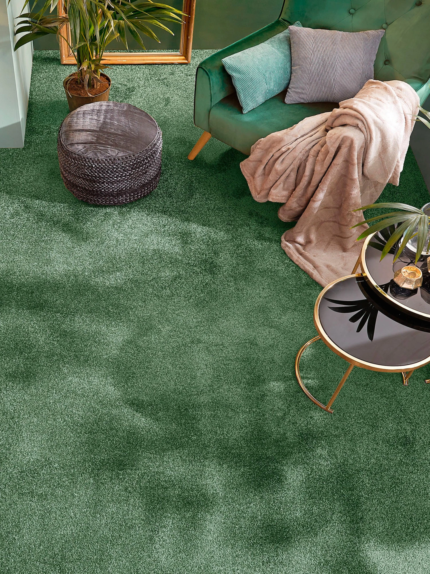 Velours-Teppichboden, Olive 27 1 Velours-Teppichboden, Olive 27