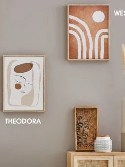 Leinwand-Druck-handbemalt, Beige/Weiss