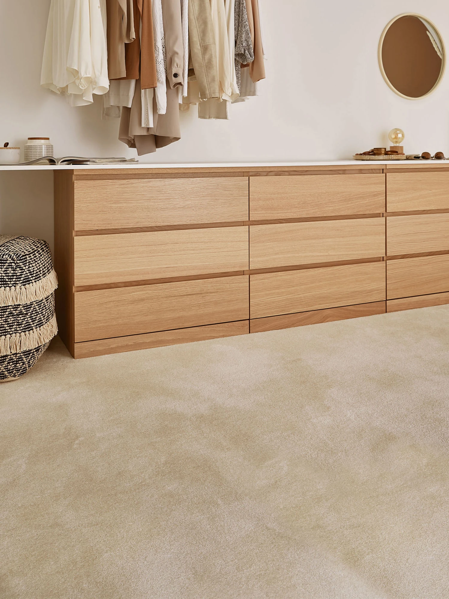 Velours-Teppichboden, Sand 1 Velours-Teppichboden, Sand